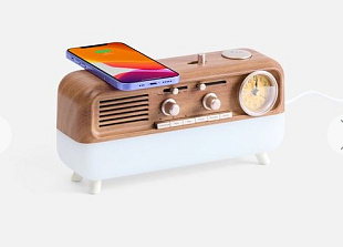 Bluetooth-колонка с беспроводной зарядкой, часами и подсветкой Multiverse, ver.2